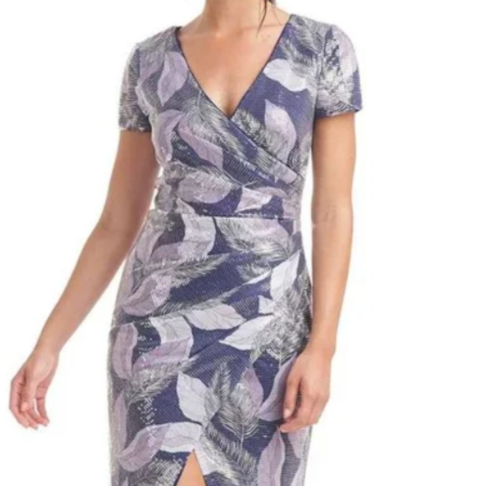 Js Collections Leaves Nylah Sequin Blue Faux Wrap… - image 1